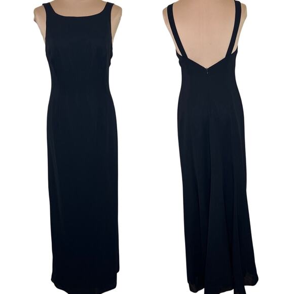 Vtg Michaelangelo Dress 4 Womens Bridesmaid Evening Formal Event Gown Black Maxi - Picture 1 of 8